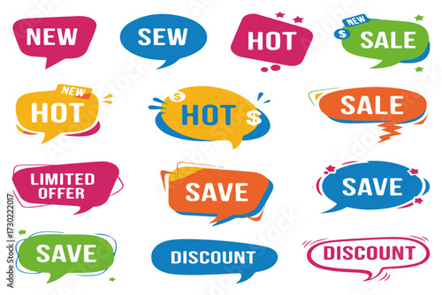 Creative Speech Bubble Sale and Discount Tags - Vector Collection