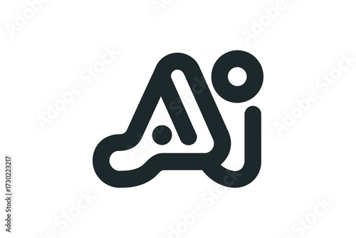 A stylized ai logo design featuring rounded lines and circular elements