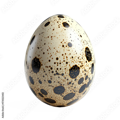 Realistic Dalmatian Eggshell with Black Spots on Transparent Background