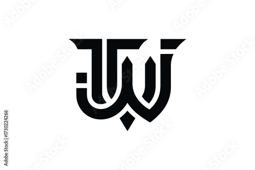 Abstract black and white logo design featuring stylized letter elements
