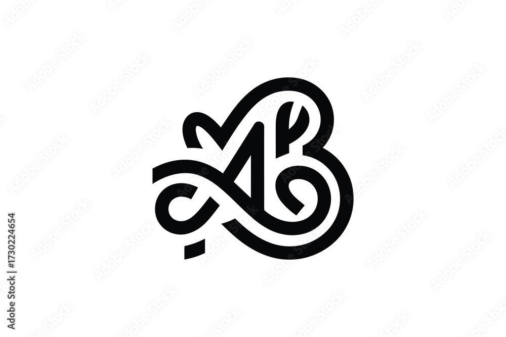 Fototapeta premium An intricate black and white monogram design featuring the letters a and b