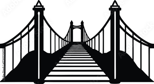Majestic suspension bridge a stunning architectural masterpiece silhouette vector illustration