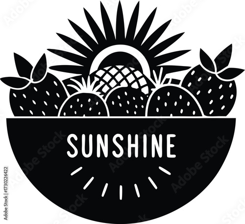 tropical fruit salad in glass bowl a burst of sunshine flavors silhouette vector