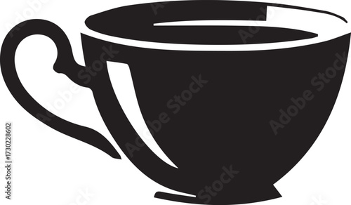 Black silhouette illustration of a coffee cup with a handle drink beverage vector EPS