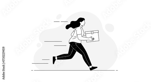 Urgent delivery person running with a package promises fast shipping and express service, perfect for logistics and e-commerce businesses needing speed