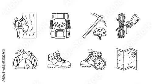 Vector art of climbing equipment icons