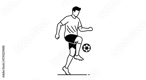 Dynamic soccer player mastering ball control with impressive footwork, embodying skill and athletic prowess on the field, ready for competitive action