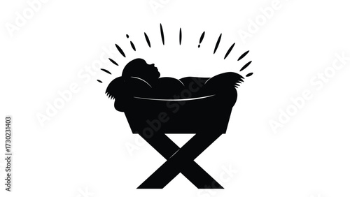 Jesus lying in manger silhouette