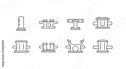 Vector art of mooring bollards