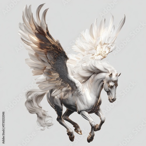 Pegasus with wings isolated on white background cut out png