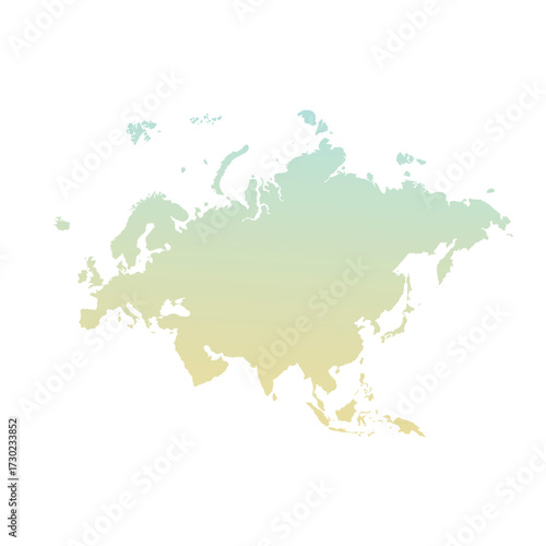 Map of Eurasia, sign silhouette. World Map Globe. Vector Illustration isolated on white background. Europe and Asia continent.