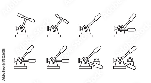 Vector art of toggle clamp positions