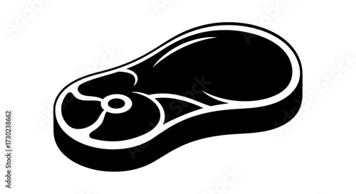 Stylized monochrome illustration of a premium bone-in steak, ideal for modern restaurant menus, butchers, food blogs, or culinary branding and graphic design projects