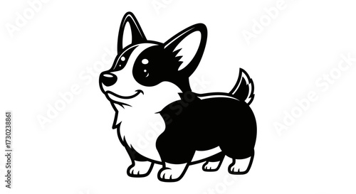 Playful Corgi Puppy Illustration - Adorable Canine Vector Graphic Art for Pet-Themed Designs, Logos, and Animal Enthusiasts
