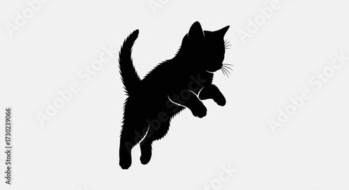 Playful black cat silhouette leaping with joy, perfect for pet lovers and creative designs