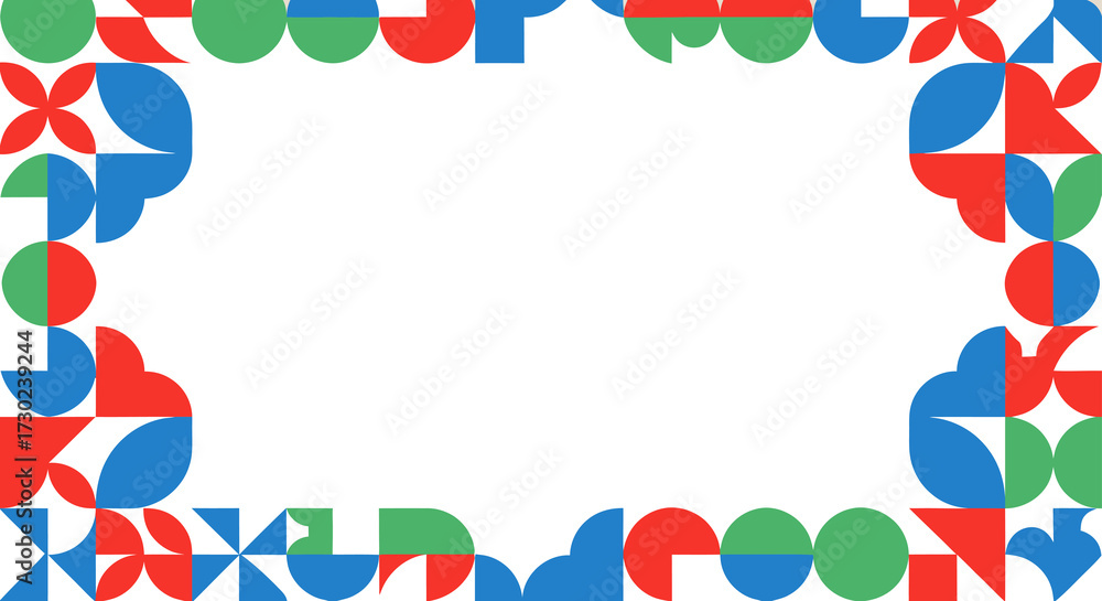 Obraz premium Abstract geometric frame pattern with vibrant colors and shapes isolated on transparent background
