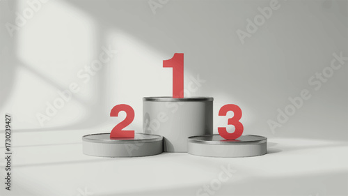 Podium with Numbers 123 for First Second and Third Place Winners first place second place