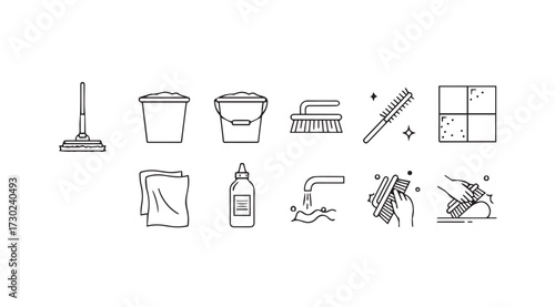 Vector art of cleaning tools isolated