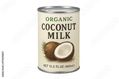 Organic coconut milk can for cooking and baking