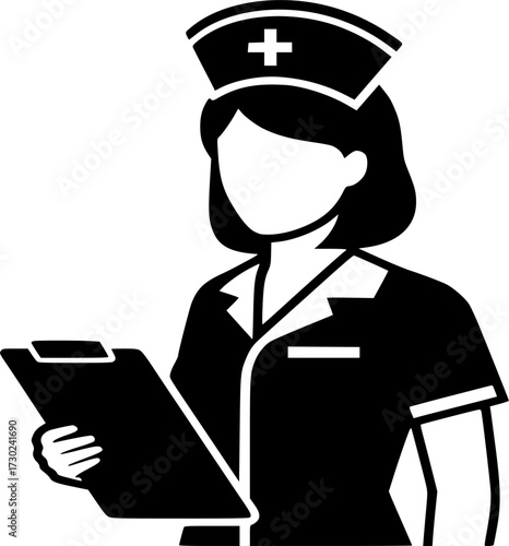 Nurse icon vector. medical nurse line and solid icon illustration