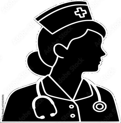 Nurse icon vector. medical nurse line and solid icon illustration