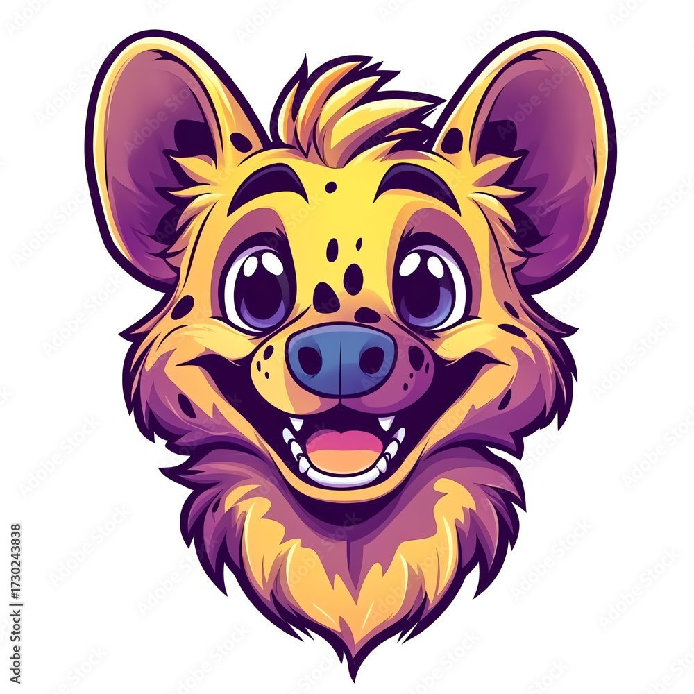 Obraz premium Cute Hyena Mascot Logo Happy Cartoon Character Head