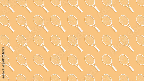 Uniform Pattern of Tennis Rackets on an Orange Background sport equipment