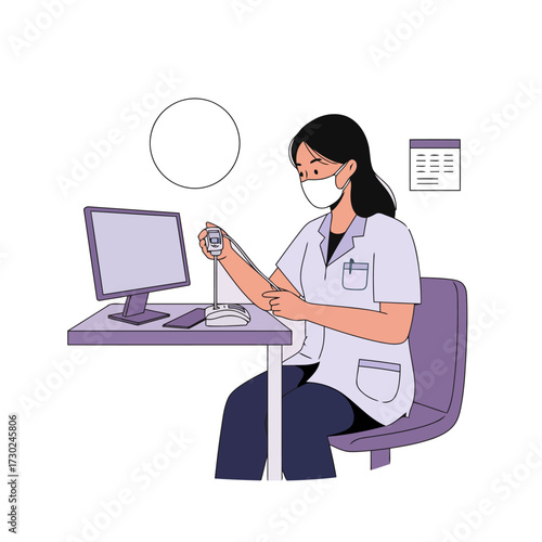 Healthcare professional taking blood pressure
