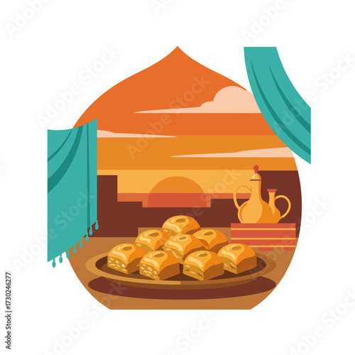 Sweet Baklava Delight at Sunset