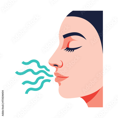 The Fresh Air Illustration of a Woman Enjoying a Refreshing Scent