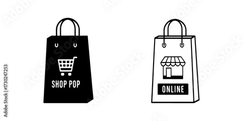 Vector Shopping bag icon. Paper bag icon.