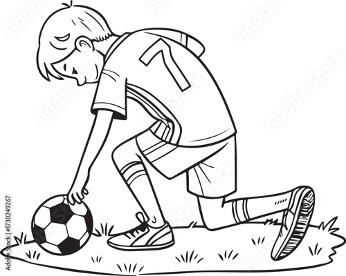 Cartoon illustration of soccer player kicking ball