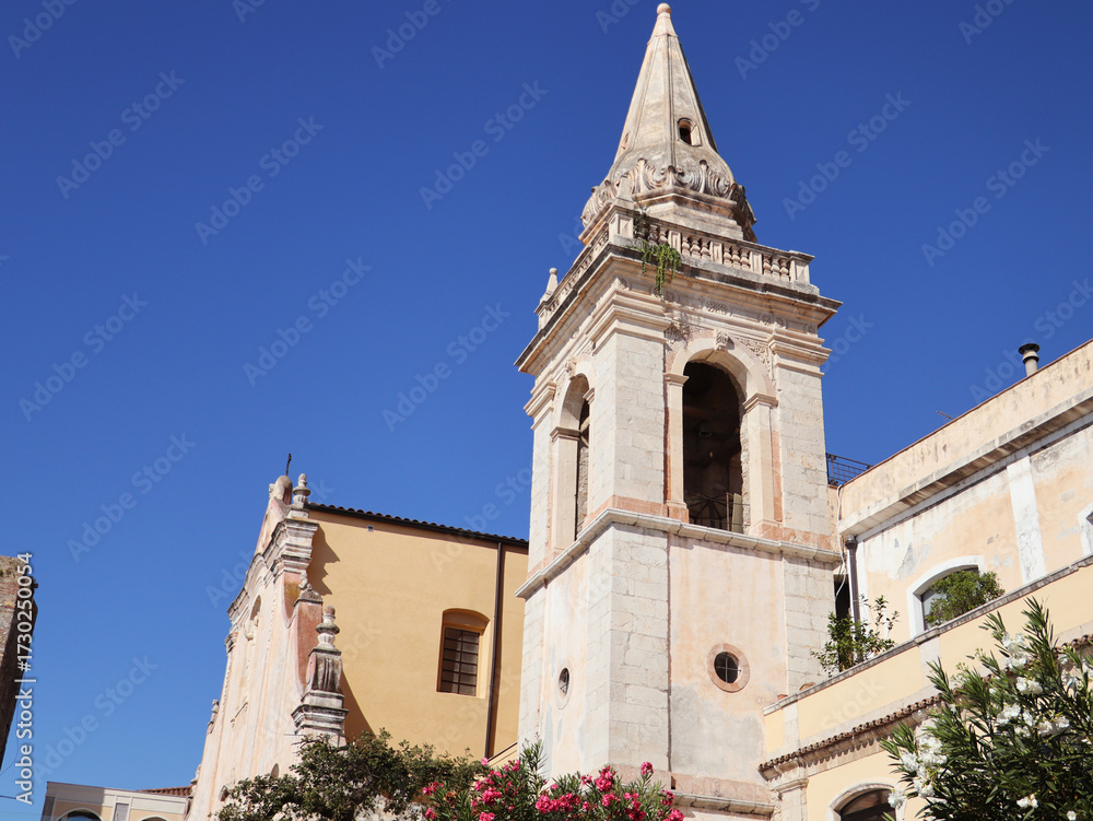 Fototapeta premium San Giuseppe church on the square Piazza IX April in Taormina, Sicily, Italy