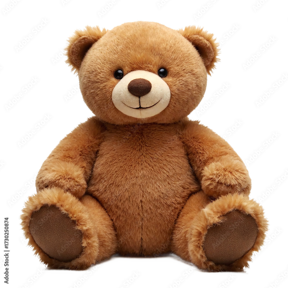 Fototapeta premium Cute Brown Teddy Bear Sitting Facing Front Soft Plush Toy with Transparent Background