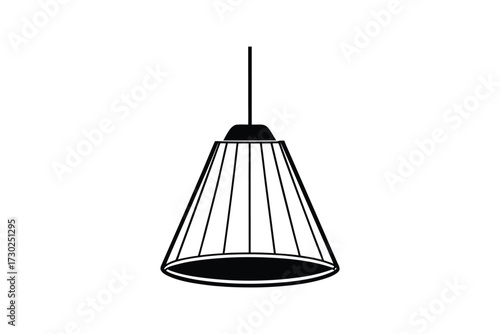 Simple black and white illustration of a hanging pendant light fixture