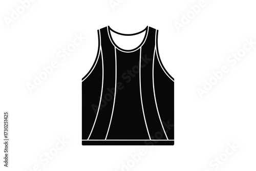 Simple black and white illustration of a sleeveless athletic tank top