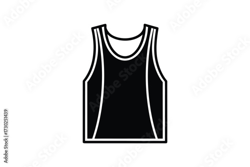 Simple black and white illustration of a sleeveless athletic tank top