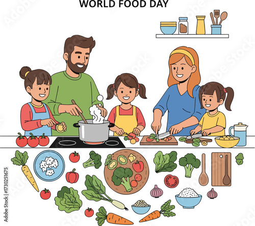 Food Donation and Sharing Vector Illustration
