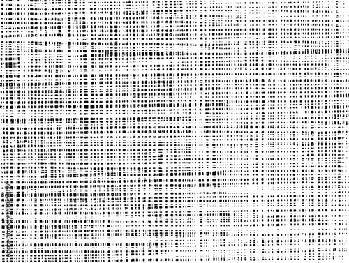 Linen fabric vector texture. Black and white grunge crosshatch background in ink-style.