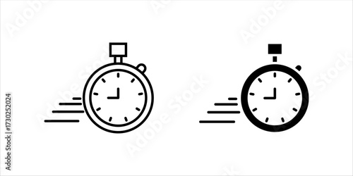 Fast response time clock vector symbol. quick, rush or faster work service icon set . rapid delivery symbol.