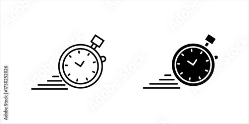 Fast response time clock vector symbol. quick, rush or faster work service icon set . rapid delivery symbol.