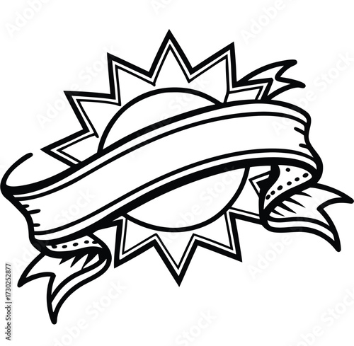 Black and white vector illustration of a tribal fish tattoo design or logo icon