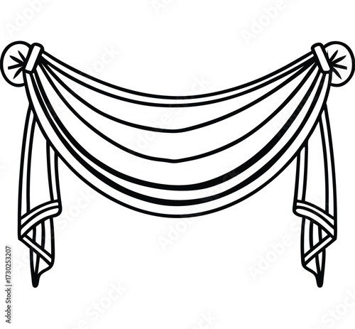 Elegant Drapes: Intricate line art of a gracefully draped fabric, offering a touch of sophistication and adding a stylish design element.