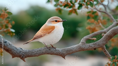 Small Wild Bird Perched on a Tree Branch with Soft Focus Background and Cinematic Lighting