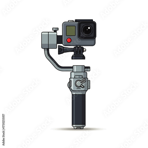 Stabilized Camera on a Gimbal Capturing Smooth Video Footage for Action and Adventure