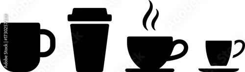 Diverse Coffee Cup Designs Ideal for Cafes and Merchandise
