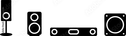 Home Audio Surround Sound System Speakers Vector Set for Multimedia and Entertainment Design