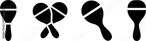 Black silhouette maracas musical instrumentss set for music design and tattoo decoration