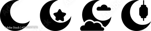 Elegant Moon and Star Silhouettes for Creative Design Projects