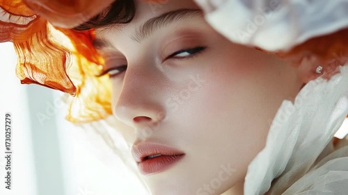 A close-up of a woman wearing a hat, perfect for fashion or portrait photography